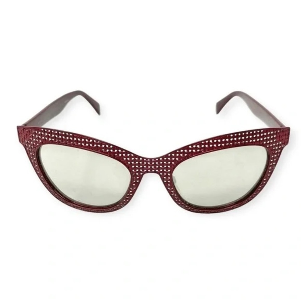 MARC JACOBS Red Burgundy Woven Metal Mirror Lens $250 Sunglasses Black Case - Picture 4 of 16
